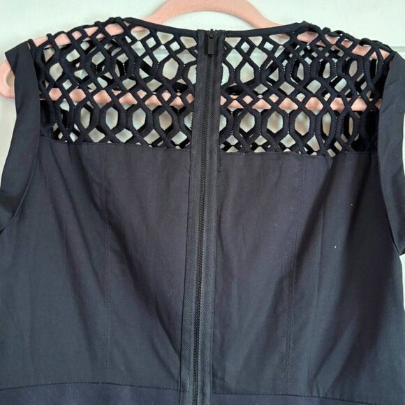 Rachel Rachel Roy Black Lattice Midi Dress NWT Women’s Size 4 Cocktail Evening - Picture 2 of 8